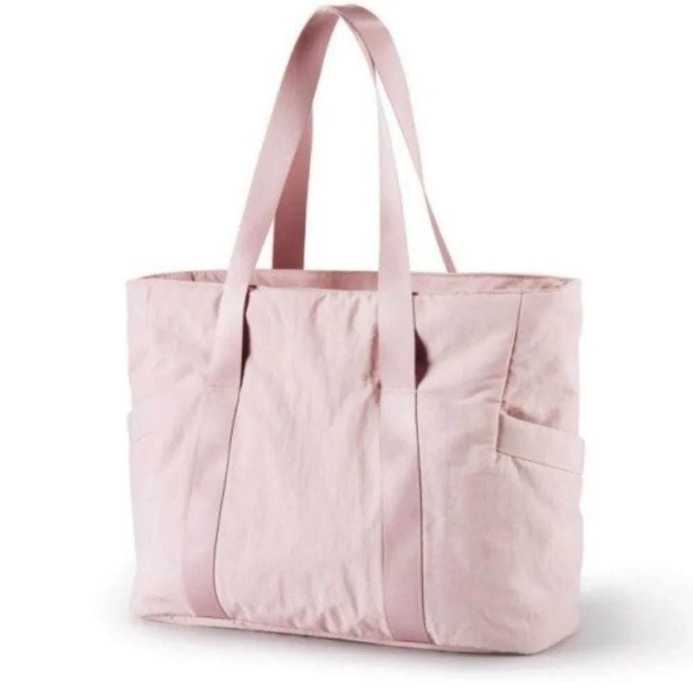 Nylon Yoga Mat Bag Solid Color with Buckle Gym Fitness Tote Multi Pocket Large Capacity Travel Handbag for College Women