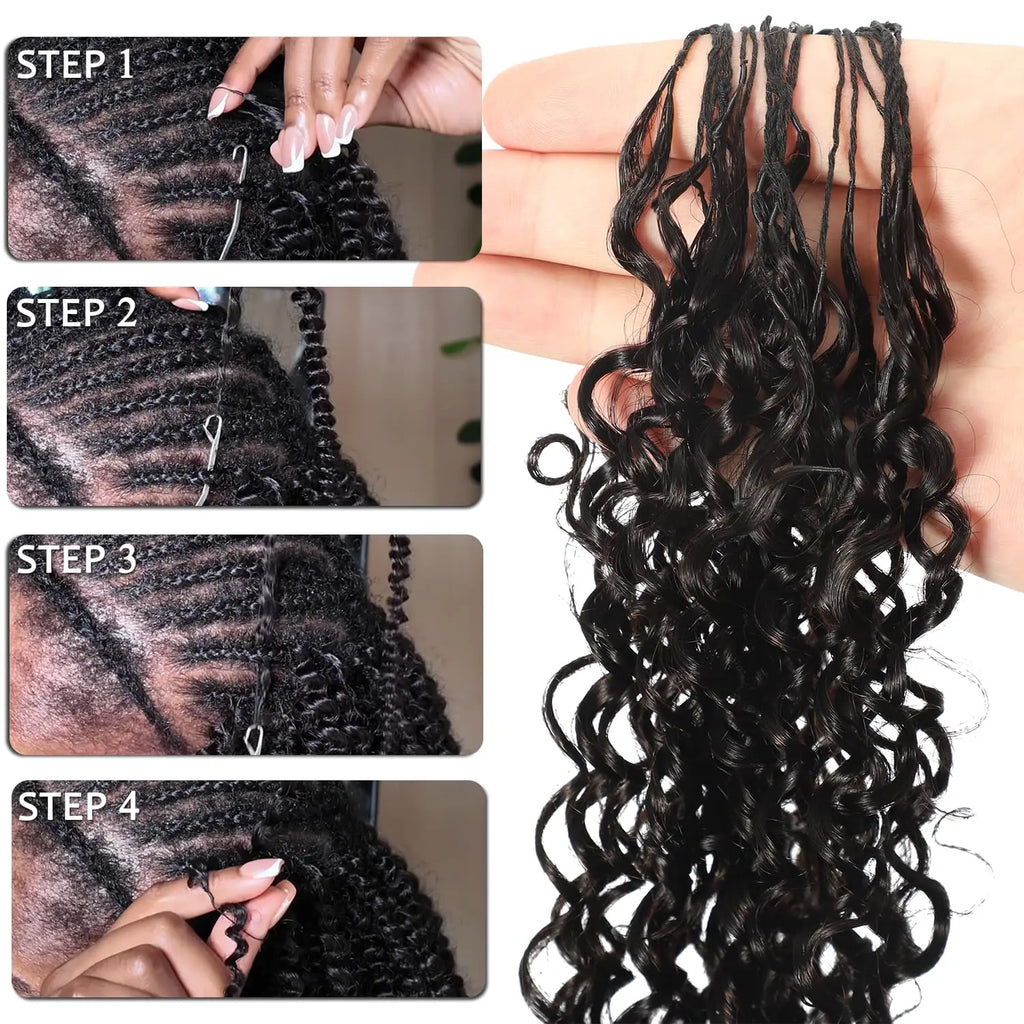 28 30 Inch Afro Kinky Curly Human Hair Crochet Knotless Pre-Separated Feather Light Crochet Human Hair Extensions 60g/Pack