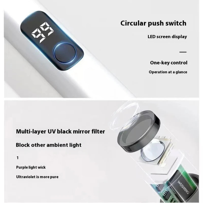 E9 Purple Light Lamp UV Flashlight 365NM Fluorescent Agent Detection USB Charging UV Nail Flashlight Currency Verification Lamp