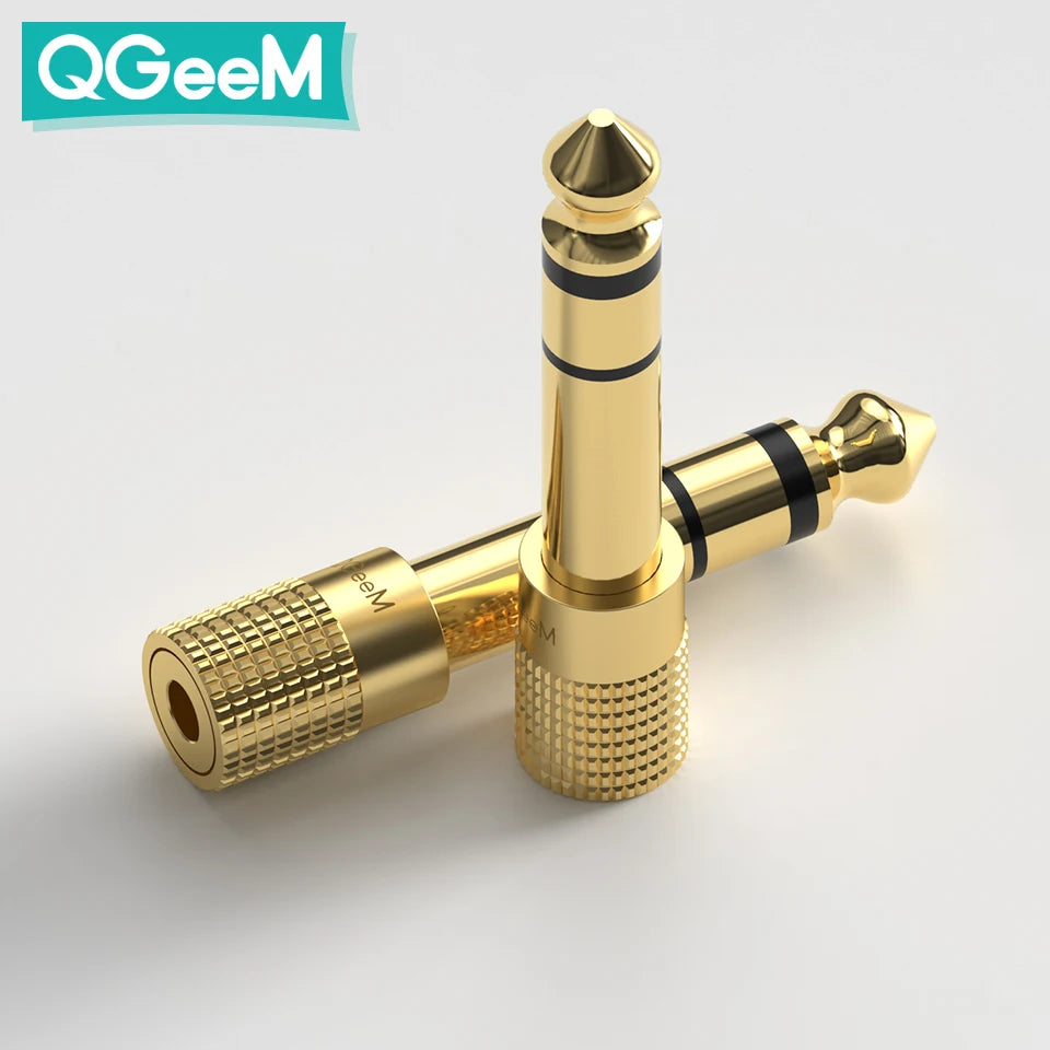 QGeeM Jack 6.5 6.35mm Male Plug to 3.5mm Female Connector Headphone Amplifier Audio Adapter Microphone AUX 6.3 3.5mm Converter