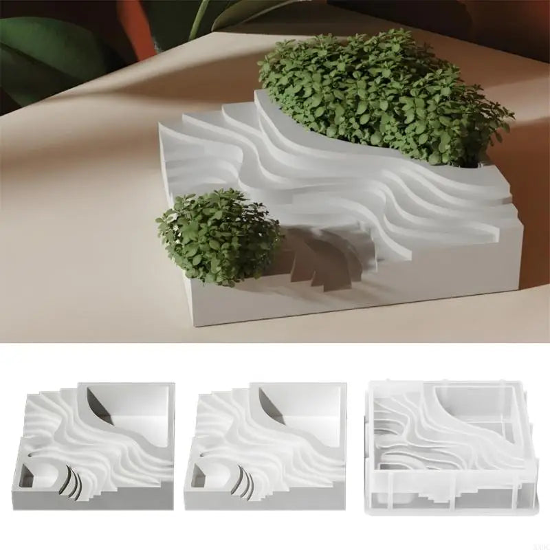 terraced planter silicone mold terraced mold for diy crafts home decors flower pot silicone molds cement planters gypsum pen