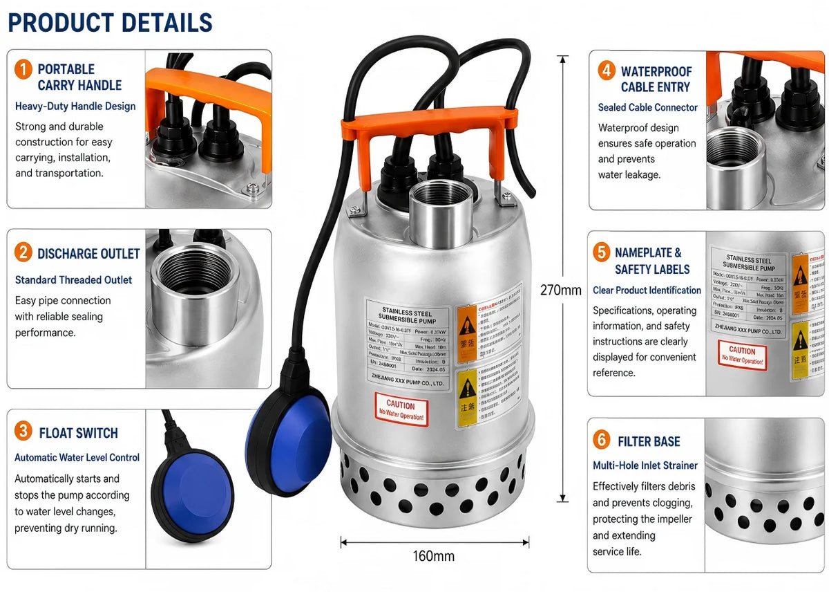 electric submersible pump suitable for swimming pool fountains aquarium water circulation