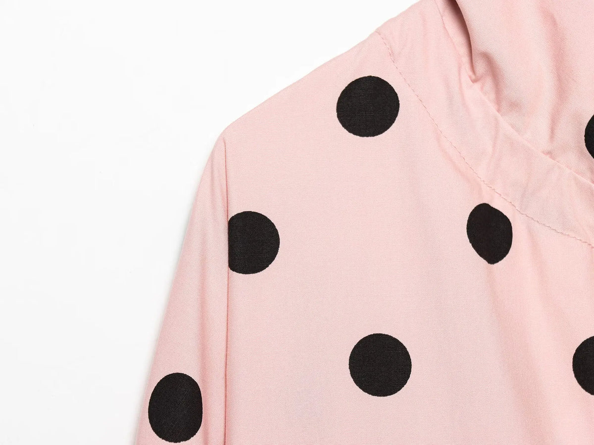 KONDALA Vintage Pink Polka Dot Pink Women Elegant Shirt Fashion 2026 Single Breasted Shirt Chic Night Party Fall Female Blouse