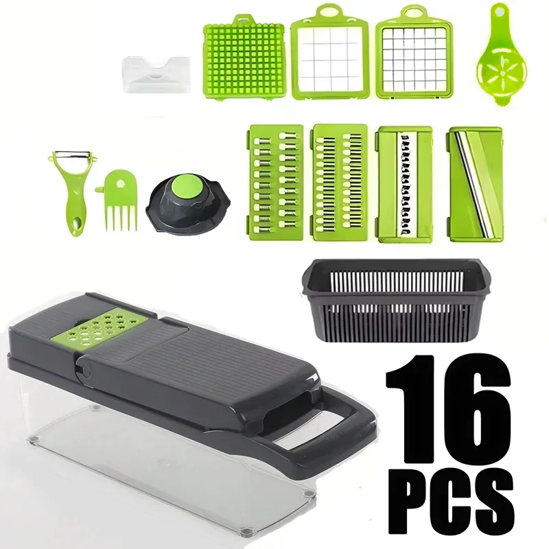 NEWMultifunctional Vegetable Cutter 5-in-1 Food Chopper for Tomato Carrot Cheese Onion Handheld Slicer Household Grater & Slicer