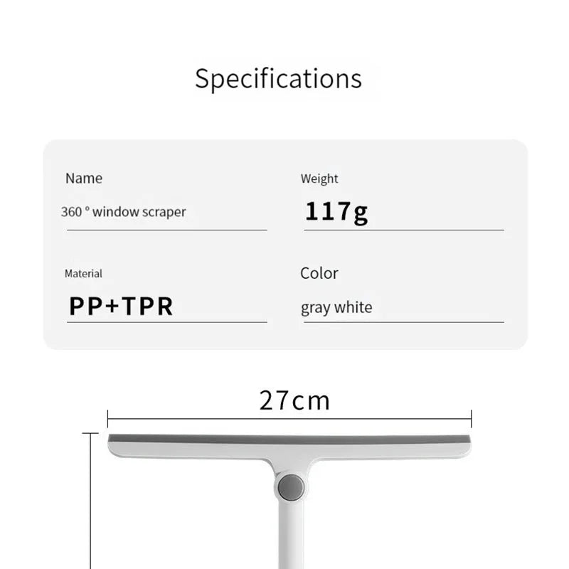360 Degree Rotatable Shower Squeegee Glass Wiper Scraper Squeegee Cleaner With Silicone Holder Bathroom Mirror Scraper Cleaning