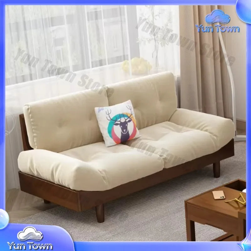 Cloud sofa for small living room cream color pure solid wood Nordic style 2 seat 3 seat sofa for 2026 new model