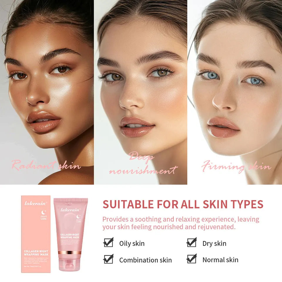 Collagen Jelly Cream & Peel-Off Mask & Salmon Collagen Essence Set Wrapping Firming Moisturizing Soothing Face Skincare Combo