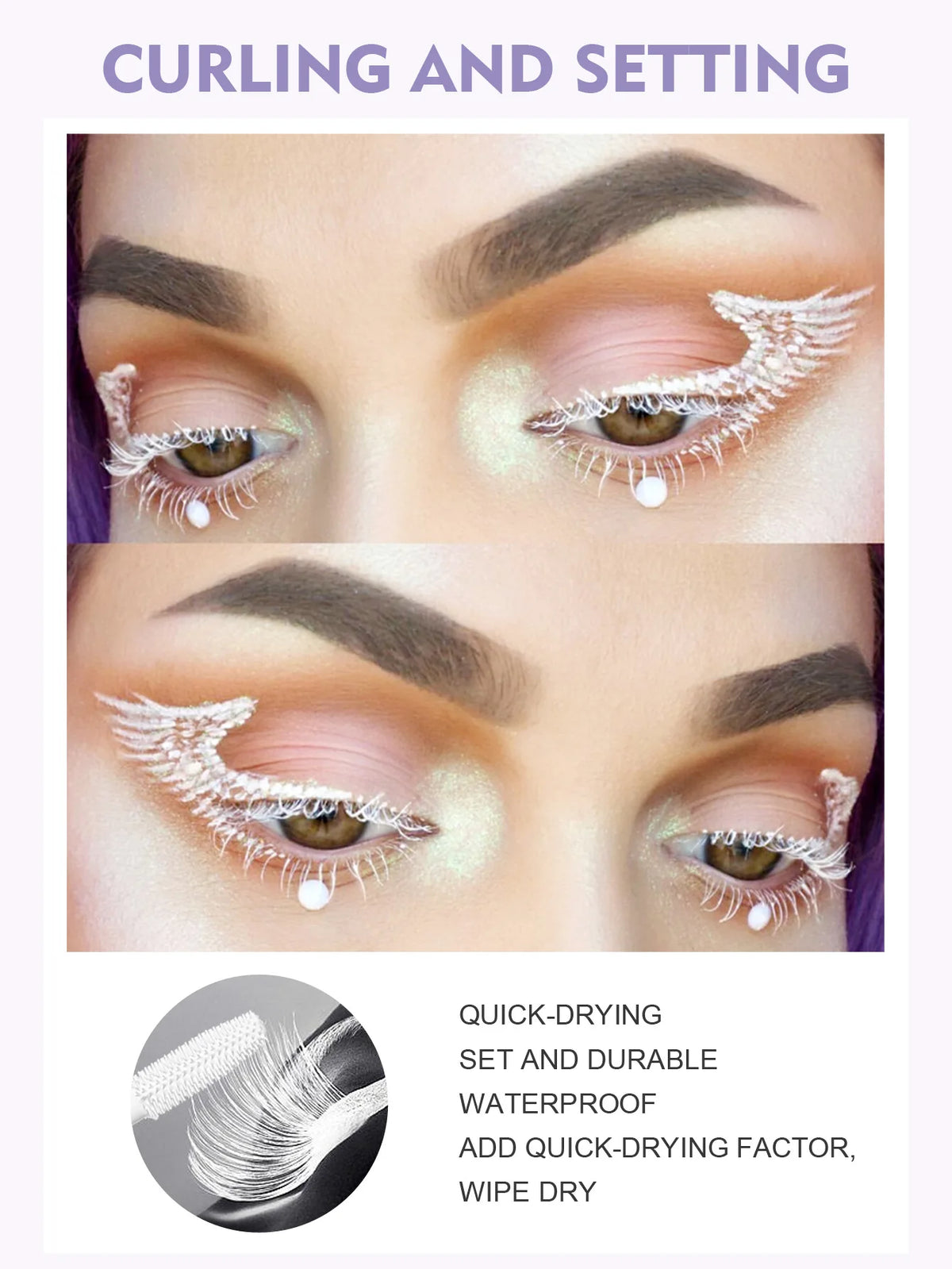 White Mascara Primer Waterproof Anti-Smudge Eyelash Base Cream Thicken Lengthening White Mascara Cosmetic Eye Makeup Tool