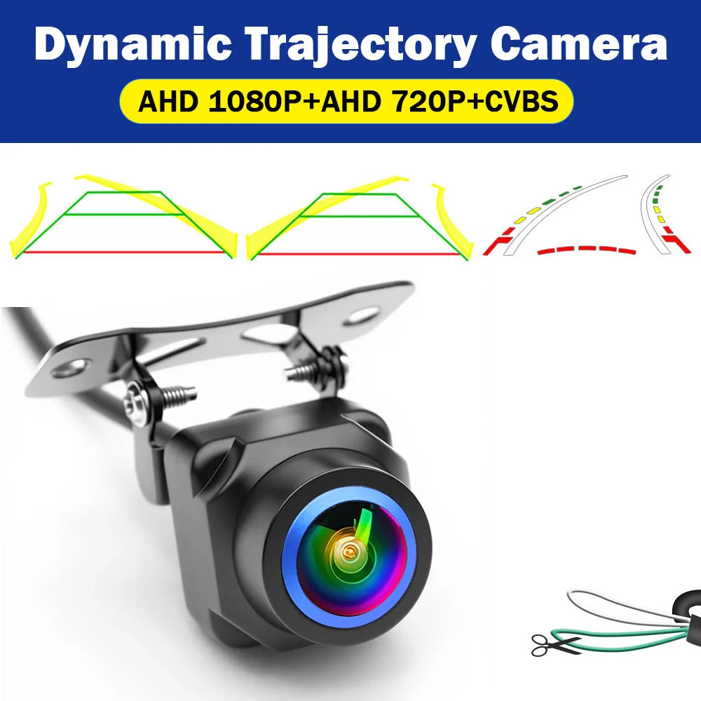 AHD 1080P New 4 line 4K Dynamic Track Reversing Camera 180 Deg Fisheye Blue Lens Full HD Night Vision Vehicle Reversing Camera