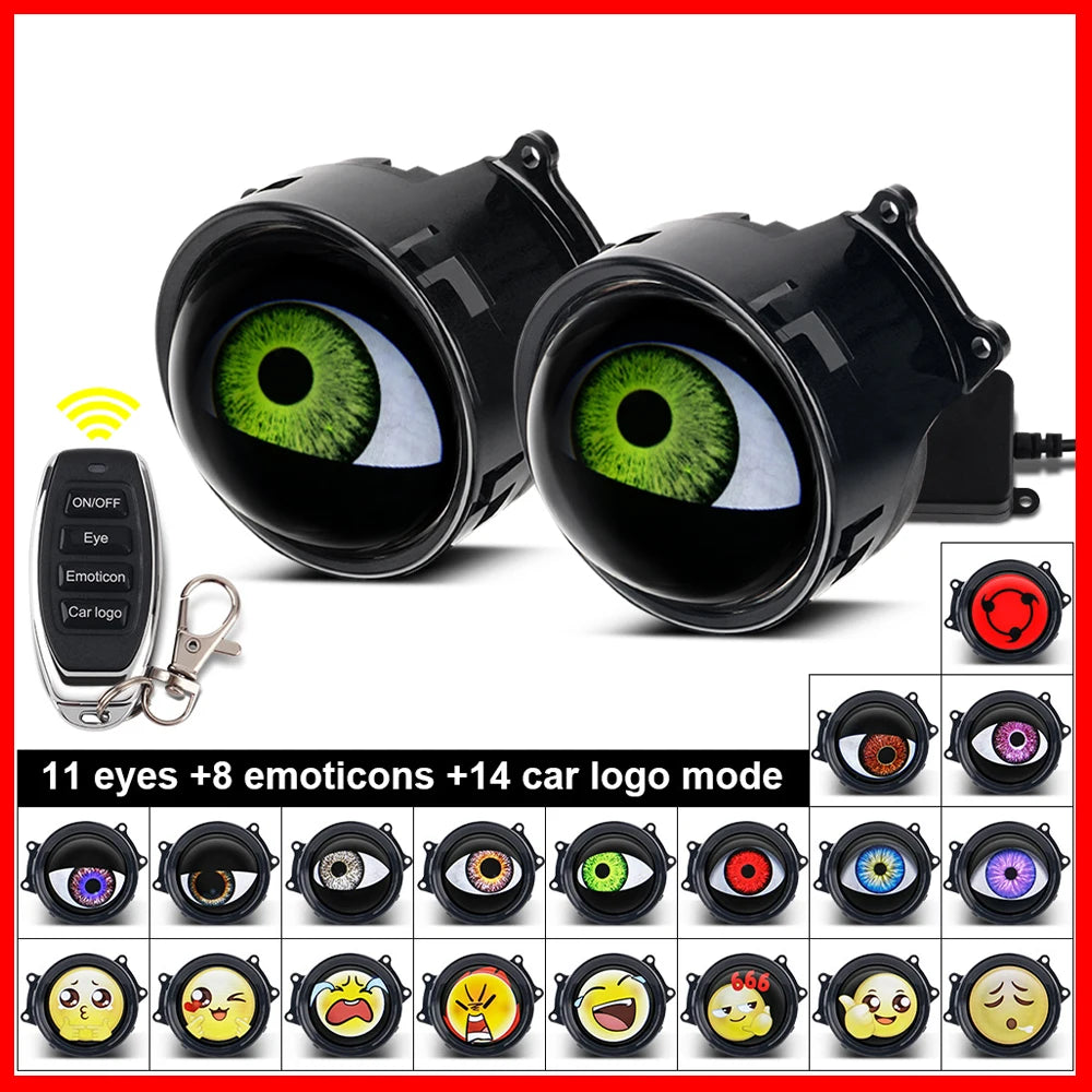 3-inch Devil's Eye Car Accessories Headlights Led Lenses Retrofit Kits Assembly LED Auto Dynamic Lights 12V With Remote Control