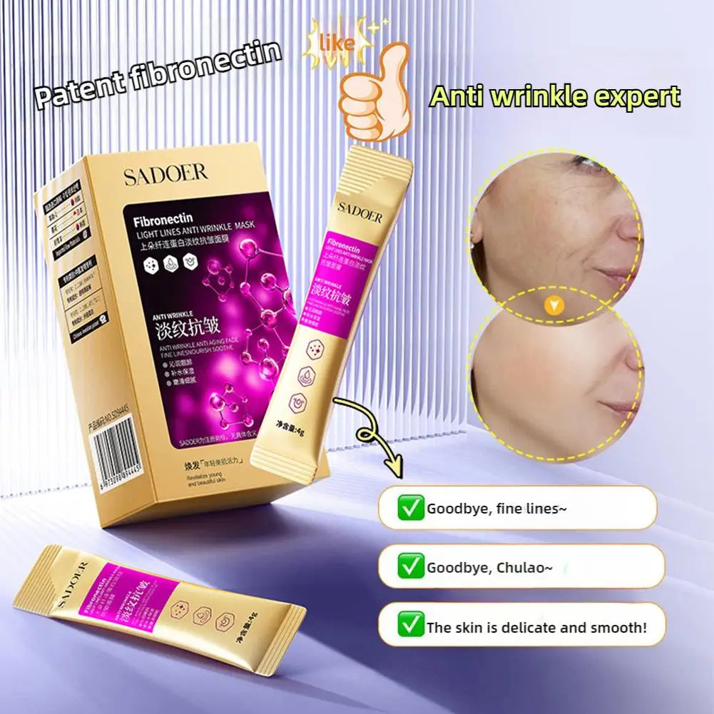 4g X 20pcs Fibronectin Anti-Wrinkle Facial Masks Moisturizing Skin Lifting Elastic Smooth Beauty & Health Face Care
