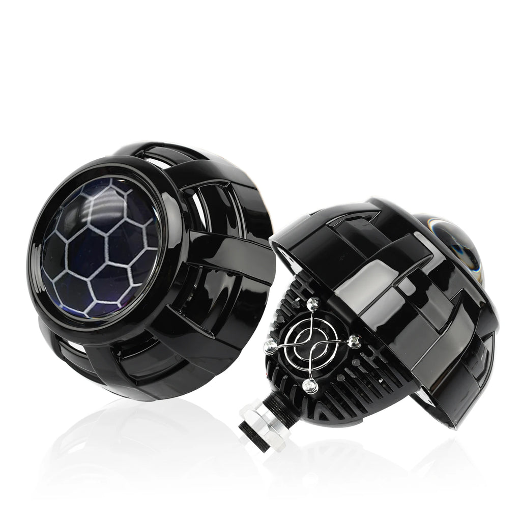 120W 2PCS 3.0 Inch Blue Honeycomb Bi LED Projector Lens Retrofit H1 H4 H7 H11 Universal Car Headlamp Retrofit Styling 6000K