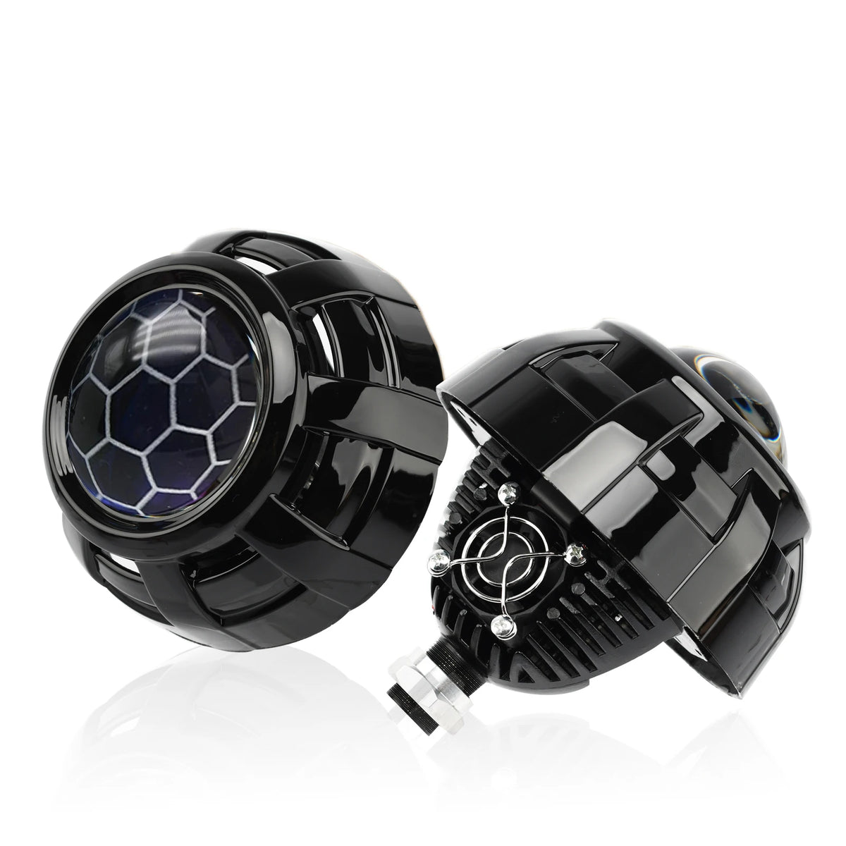 120W 2PCS 3.0 Inch Blue Honeycomb Bi LED Projector Lens Retrofit H1 H4 H7 H11 Universal Car Headlamp Retrofit Styling 6000K