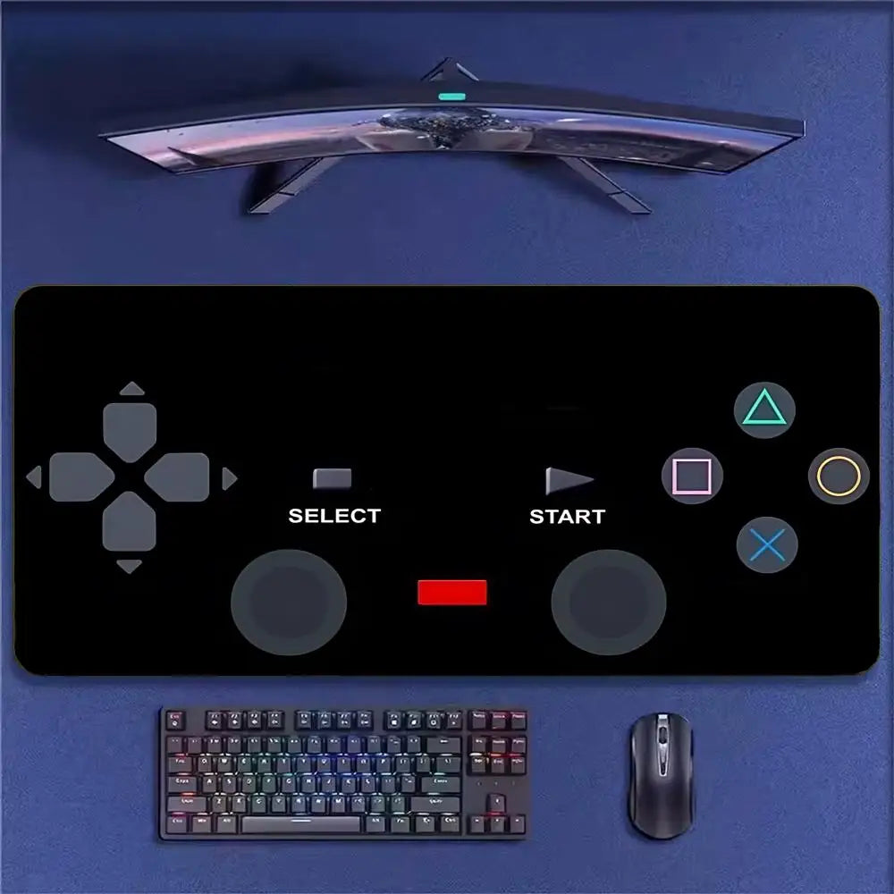 Super Retro Game Controller Mouse Pad Tapetes de Mesa Teclado, Borracha Kawai, Tapete de Mesa Antiderrapante, XXL90x40cm