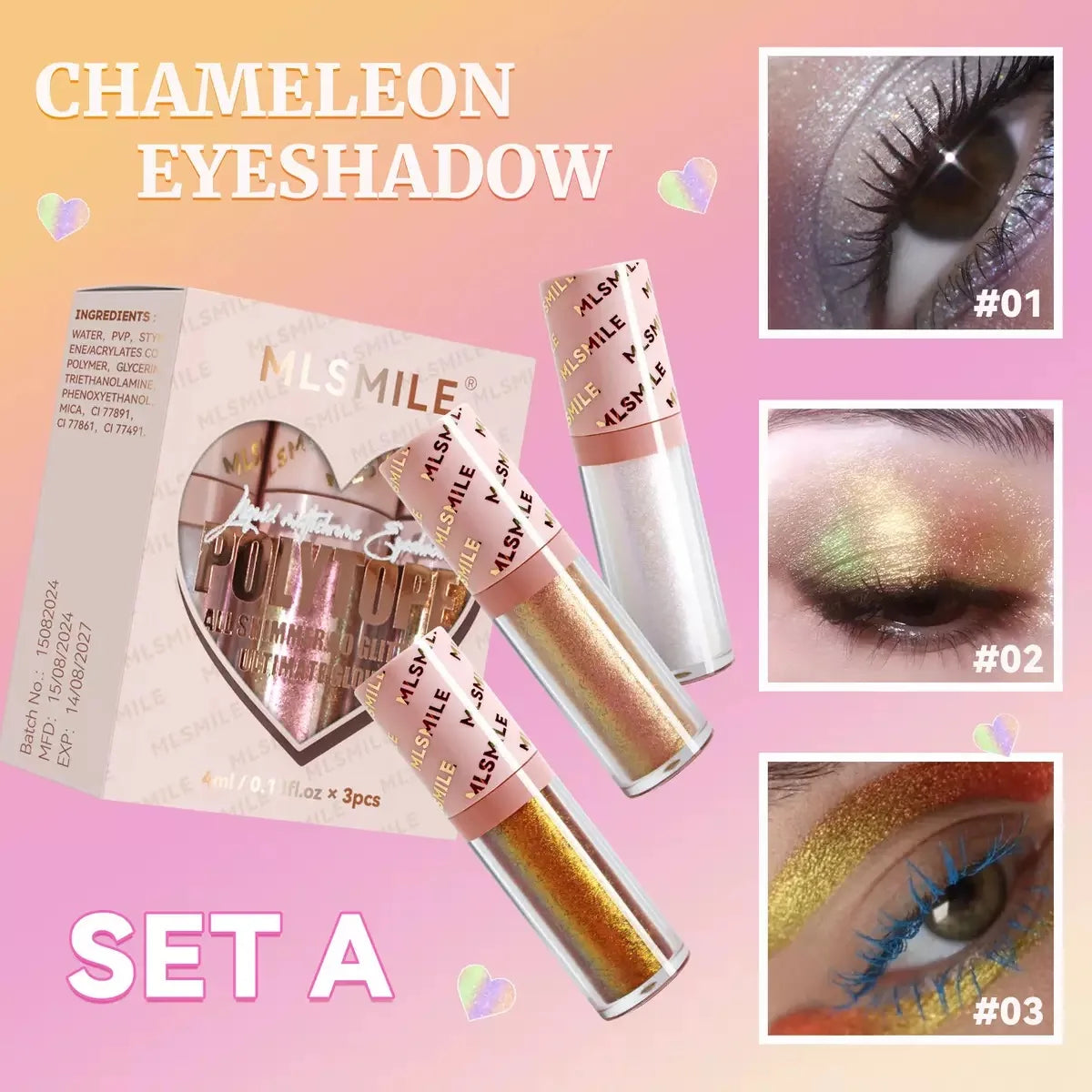 Gold Purple Chameleon Liquid Eyeshadow Pearlescent Fine Shimmer Quick Drying Eye Shadow Polarized Brightening Stage Eye Makeup
