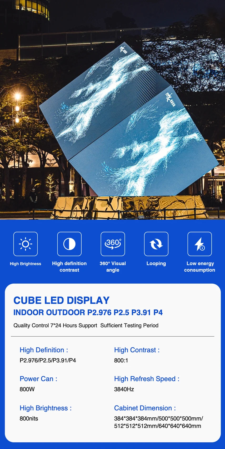 Outdoor Cube LED Display LED Display Waterproof for Advertising Four Sided LED Cube Panel Display Screen