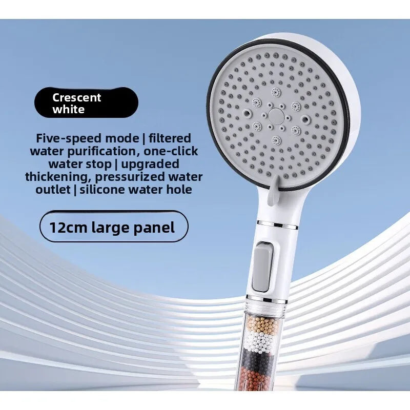 Cream Wind Pressurized ShowerHead 12 Cm Large Panel Water Outlet Handheld  Shower Head Pressurized ShowerSet