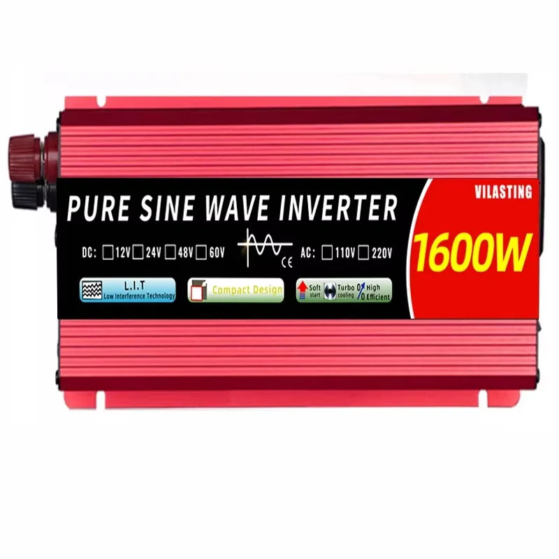 Pure Sine Wave Inverter 12v/24v 110v/220v 50hz/60hz Inverter DC To AC 1000W 1600W Car Inverter Power Voltage Converter