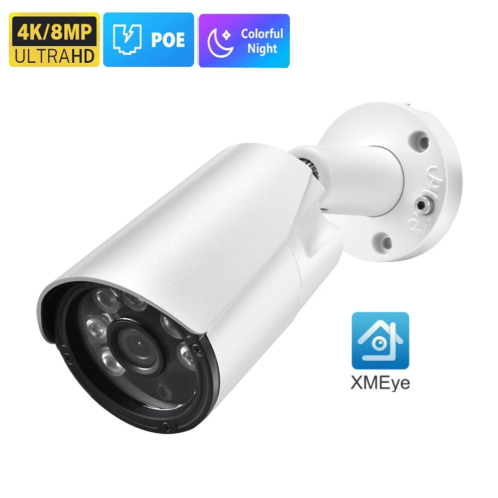 AZISHN Wide Angle 2.8mm FULL Color 4K 8MP H.265 IP Camera P2P AI Face Detection IP67 POE Video Outdoor Camera XMEYE 5MP 4MP