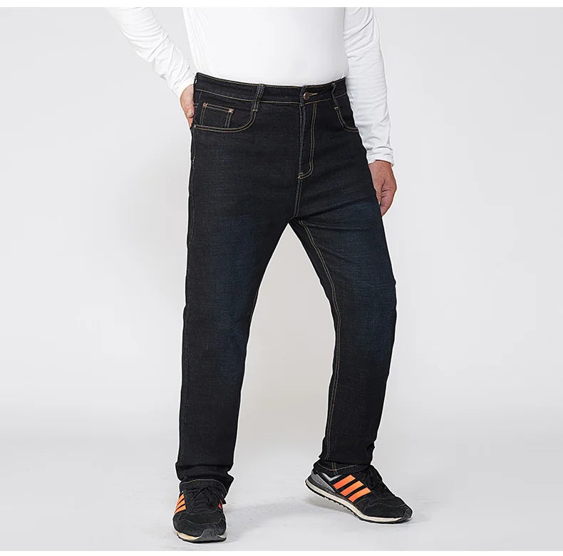 Extra Large Size 56 Men's Jeans High Waist Straight Denim Pants Male Stretch Classic Autumn Winter Super Plus Big 50 52 54 10XL