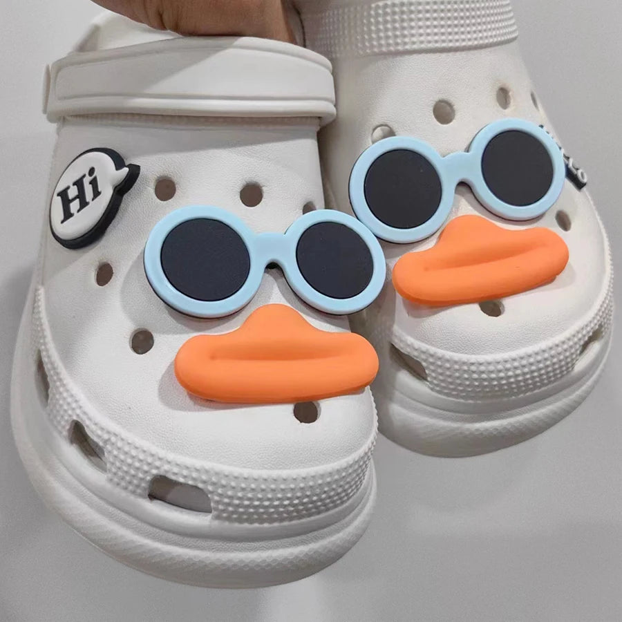 6Pcs Set Funny Face PVC Sausage Mouth Charms for Clogs Summer Sandals Buckle DIY Gift Shoes Accessories Cartoon Cute