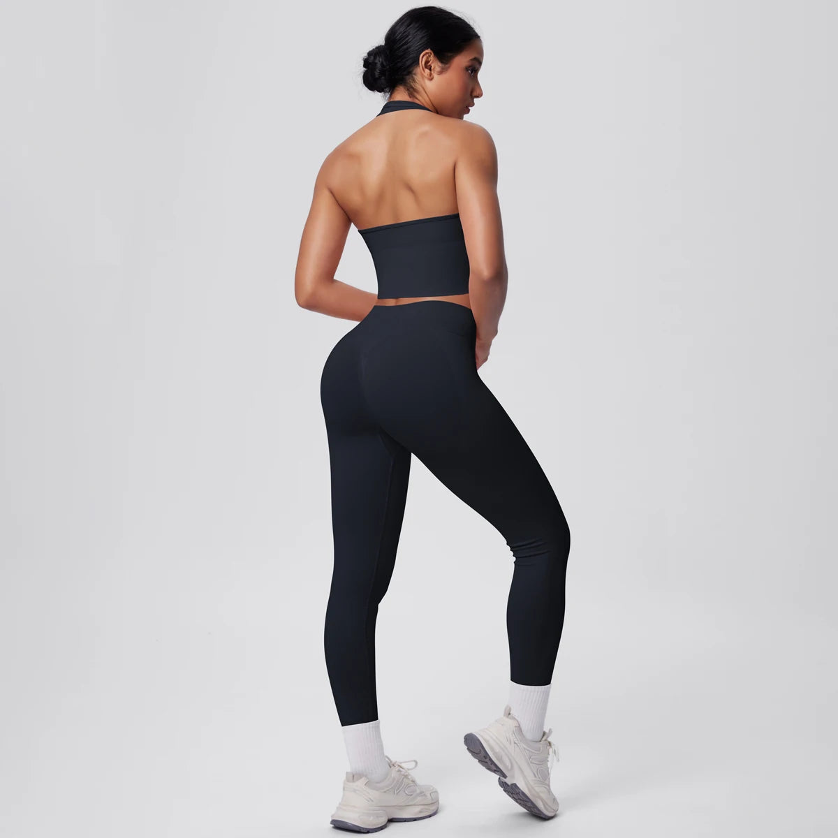 Rooftrellen 2PCS/set Women Gym Sports Yoga Set Breathable Shockproof Workout Top Backless Bra Push Up Fitness Pants Yoga Set