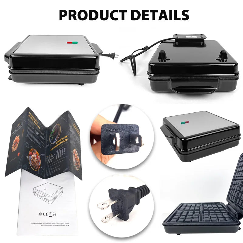 Mini Automatic 1200W 4-Slice Dual Zone Non-Stick Eco-Friendly Belgian Waffle  Machine for  Use W002