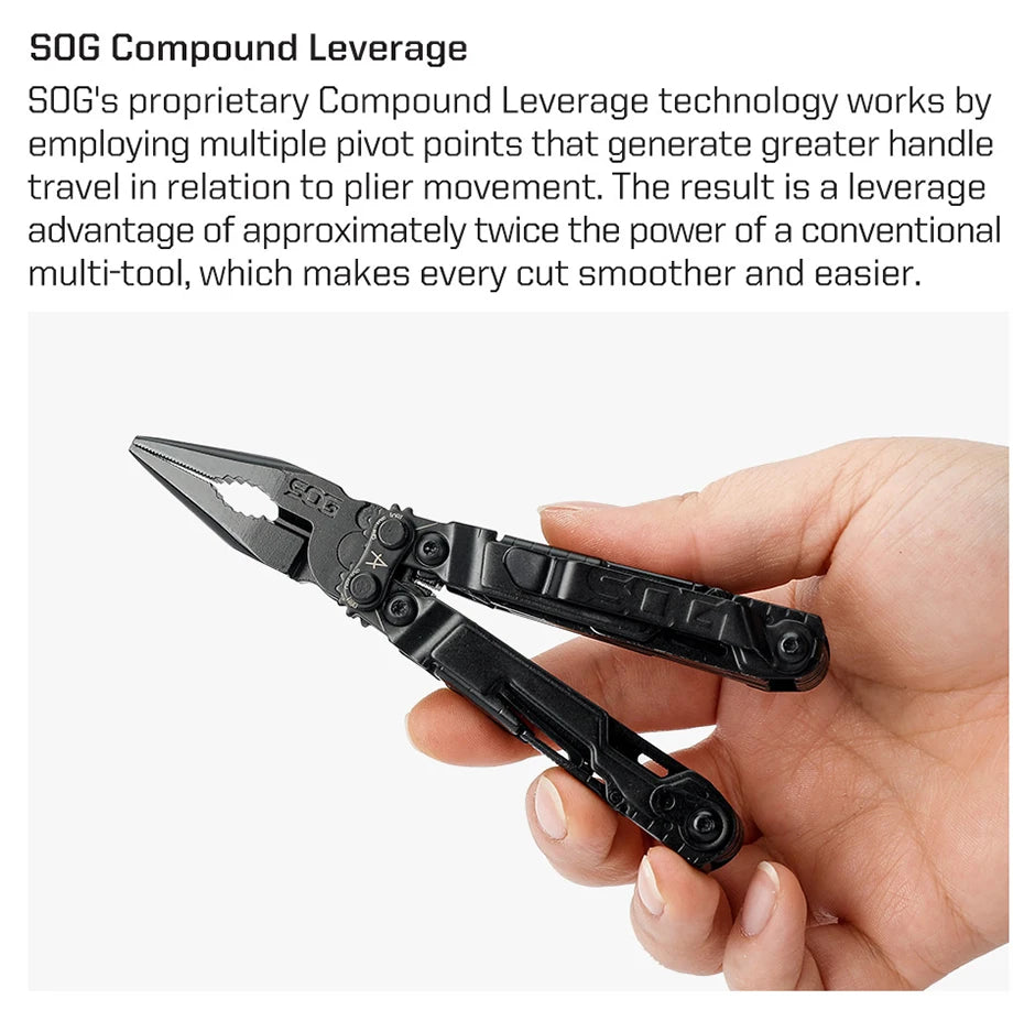 SOG 18 in 1 PowerPint Mini Multi-tool Stainless Steel Pocket EDC Multifunctional Pliers with Folding Knife Screwdrivers Scissors For Survival Fishing Hiking Cycling Travel DIY Home Emergency Repair Portable Camping Tools and