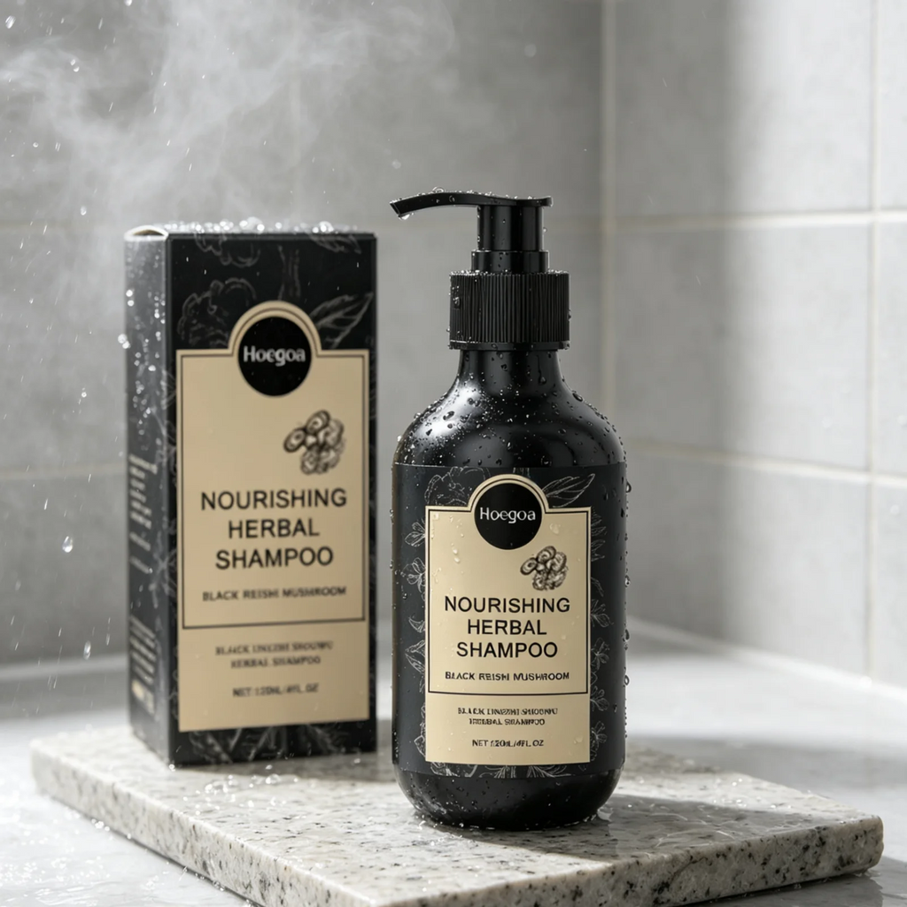 Hoegoa Herbal Shampoo Deep Cleaning Soft Smoothing Frizz Repair Damaged Hair Nourishing Mild Volumizing Hair Care Shampoo 120ml