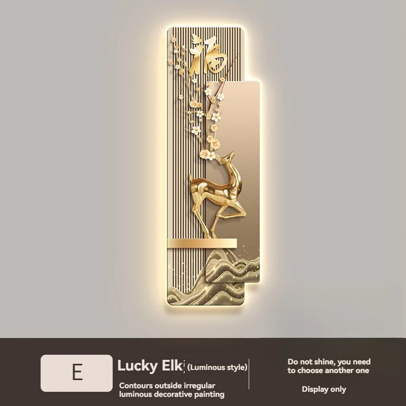 Light Luxury Entrance, Led Lights Decorative Paintings Home Decor Attracting Wealth Reindeer Living Room Corridor Mural Lights
