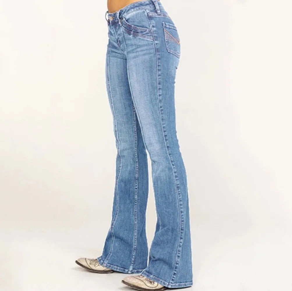 2025 New Women's Low Waist Boot Cut Jeans Fashion Slim Stretch Denim Flared Pants Casual Female Trousers XS-4XL Drop Shipping