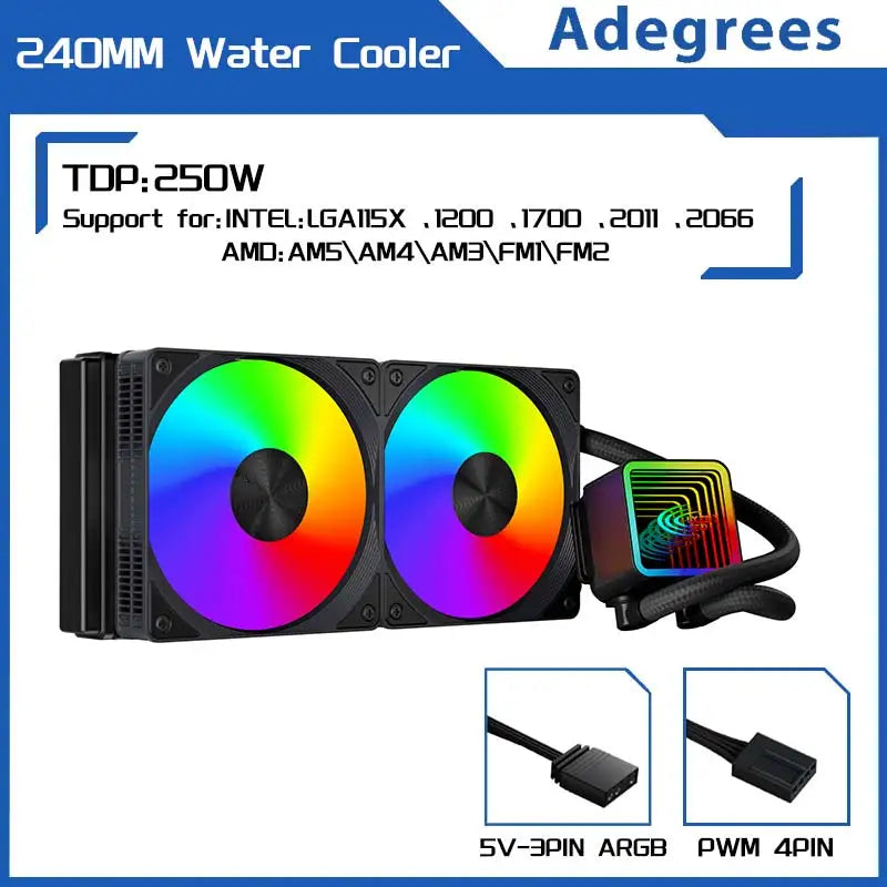 120/240 Water Cooling CPU Cooler ARGB Fan Liquid Heatsink Integrated Radiator LGA 2011 1700 1200 1155 2066 AMD AM4 AM5 AM3 FM2