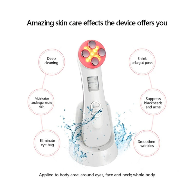 High Frequency Facial Beauty Machine 5 in 1 Facial Massager Microcurrent Rechargeable Facial Frequency Wand