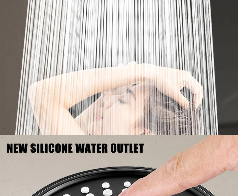 12.5cm Big Panel Shower Head,High Pressure Rainfall Shower Set Water Saving Shower,5 Modes Adjustable Shower Head Bathroom Tools