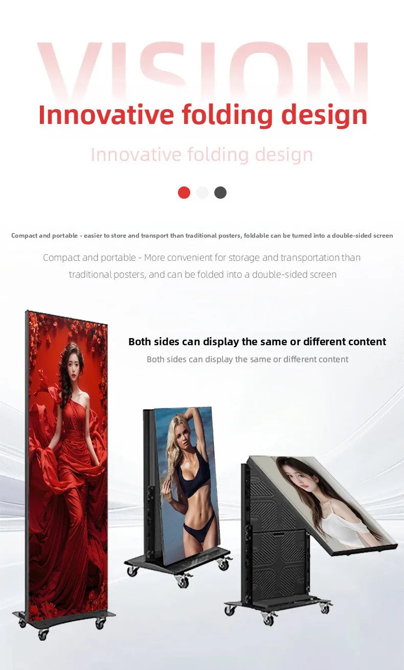 Indoor led poster screen folding advertising screen shopping mall mobile led display