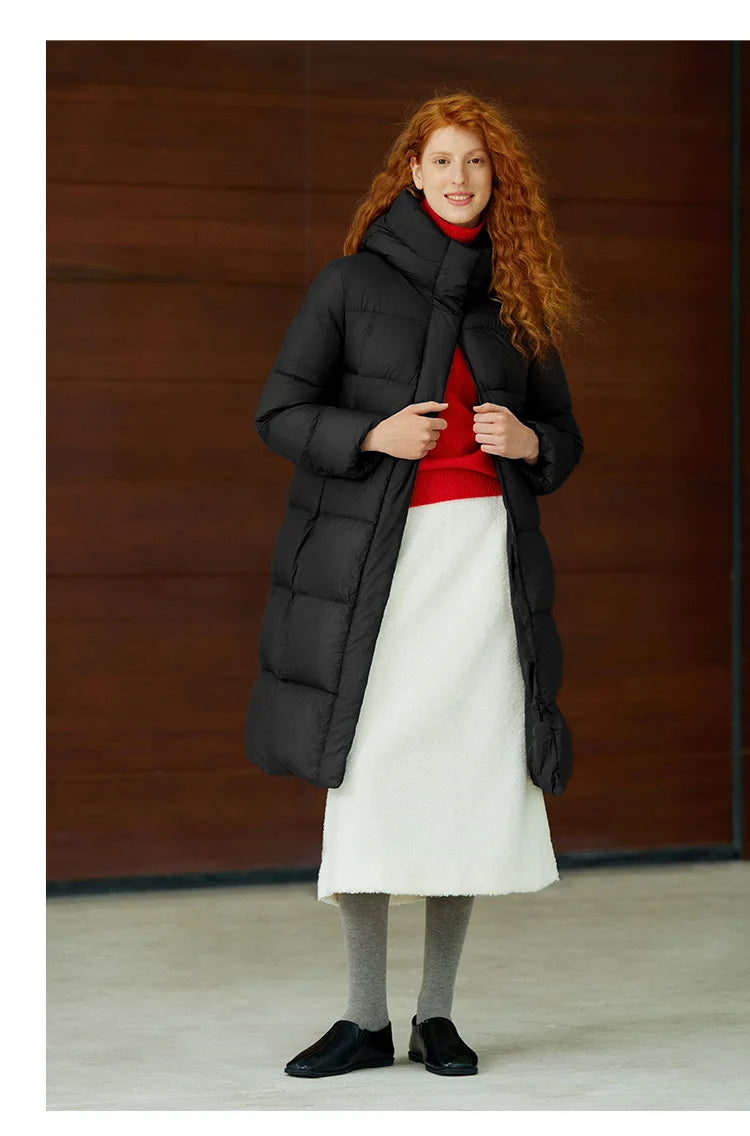 Semir Long Down Jacket Women Waterproof Hooded Coat 2025 Winter New Loose Girls' Jacket Multi-Color Thicken Windbrake Down Coat