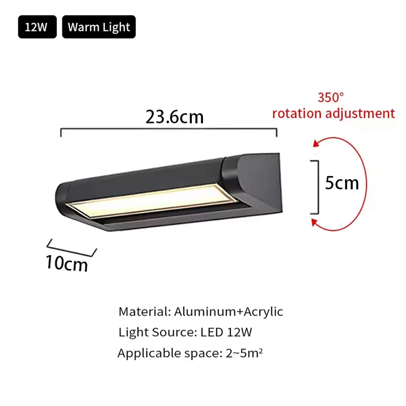 Outdoor Wall Lamps IP65 Waterproof LED Adjustable Angle Aluminum Wall Lights Garden Patio Doorway Home Minimalist Decor Lighting