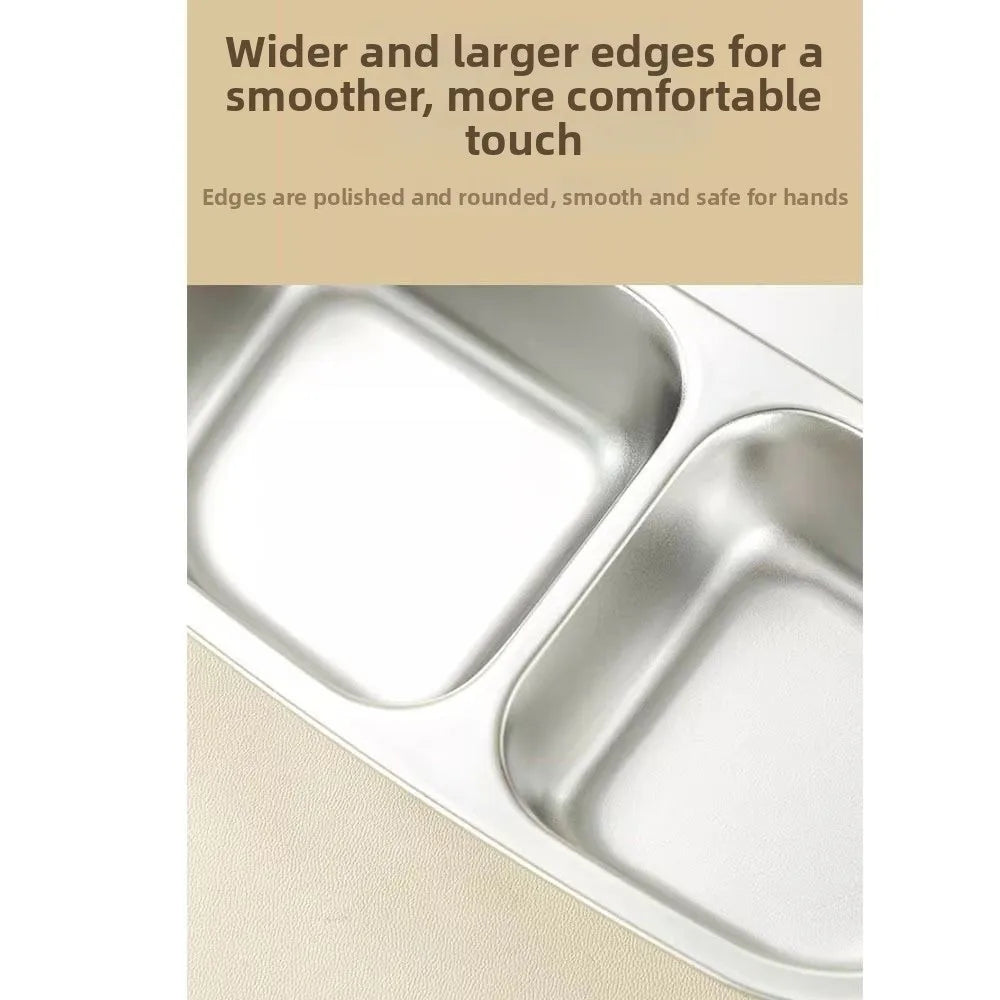 3/ 4 Grids Stainless Steel Lunch Box Reusable Sealed Food Container Leak Proof 600ml Capacity Student Meal Plate Microwave Oven