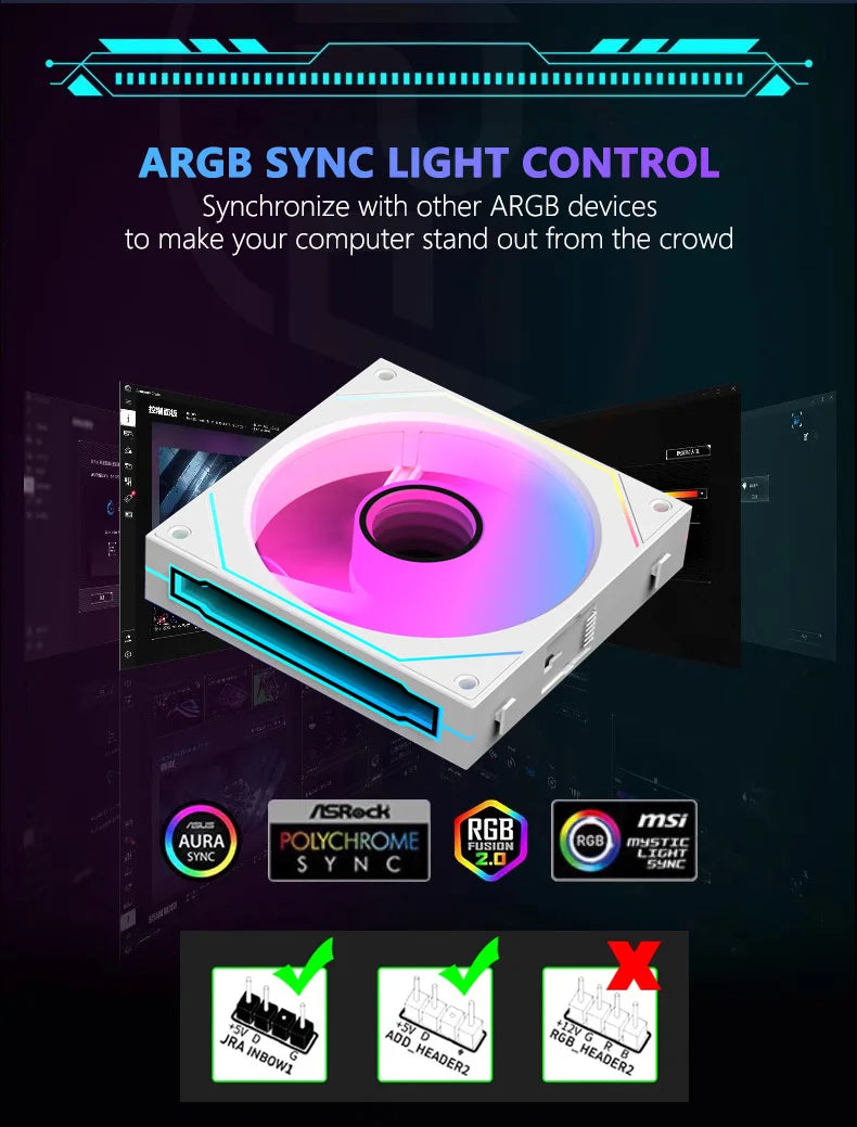 JUMPEAK MX120 240mm 360mm Modular Stackable Splicing PC 120mm Case Cooling Fan ARGB Infinite Mirror For Computer Water Cooler