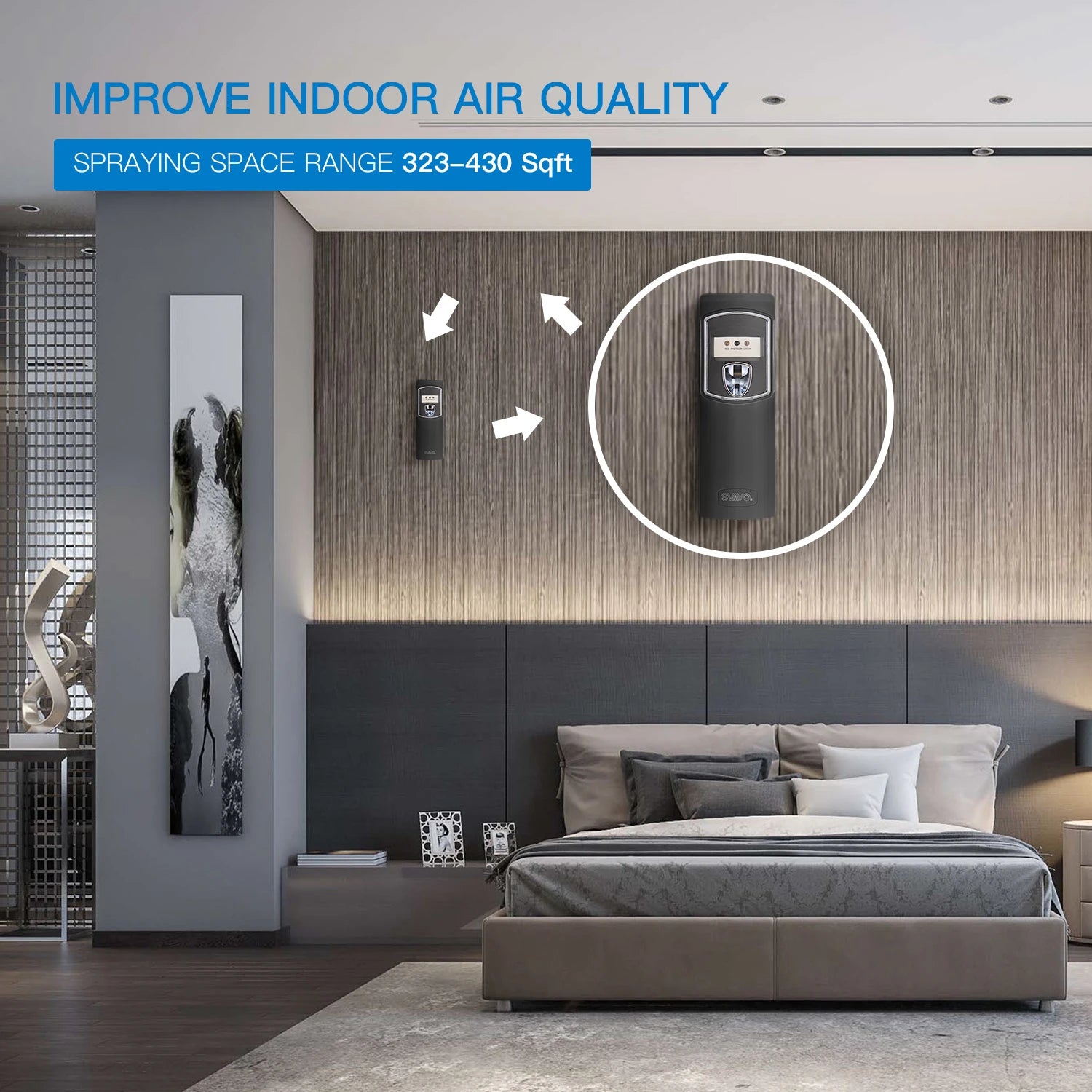 SVAVO Automatic Aerosol Dispenser Wall Mounted Light Sensor Timing Air Freshener Auto Perfume Dispenser for Home Toilet
