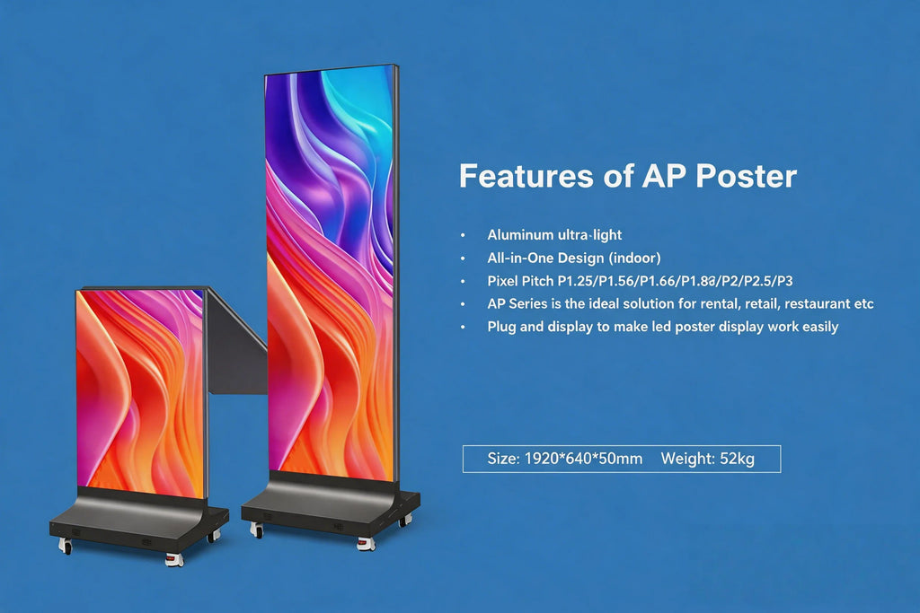 Factory Direct HD Foldable P1.25 P1.5 P1.8 P2.5 Indoor LED Poster Display Screen GOB for Shopping Mall Standing LED Poster