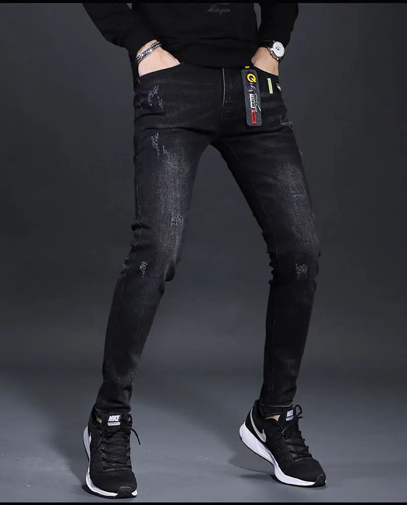 Fashionable Men's Luxury Cowboy Pants Skinny Jeans Black Skinny Jeans for Men Stretch Boyfriend Denim Youth Streetwear Trousers