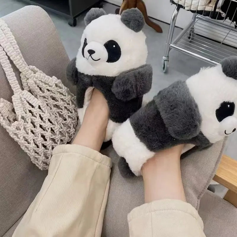 Kawaii Panda Slippers Lovers Womens Man Bedroom At Home Warm Winter Lovelys Bear Shoes For Girls Boys
