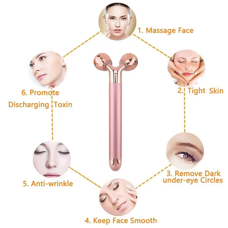 Electric Roller Beauty Bar Vibrating Facial Roller Massager Face Lifting Anti-Wrinkle Skin Care Roller/ Face Slimming Tool