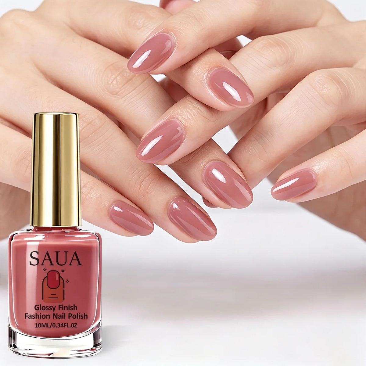 10ml Semi-Transparent 'Iced Bayberry' Colored Nail Polish; Quick-Drying (No Lamp Required), Strengthens Nails, Enhances Shine