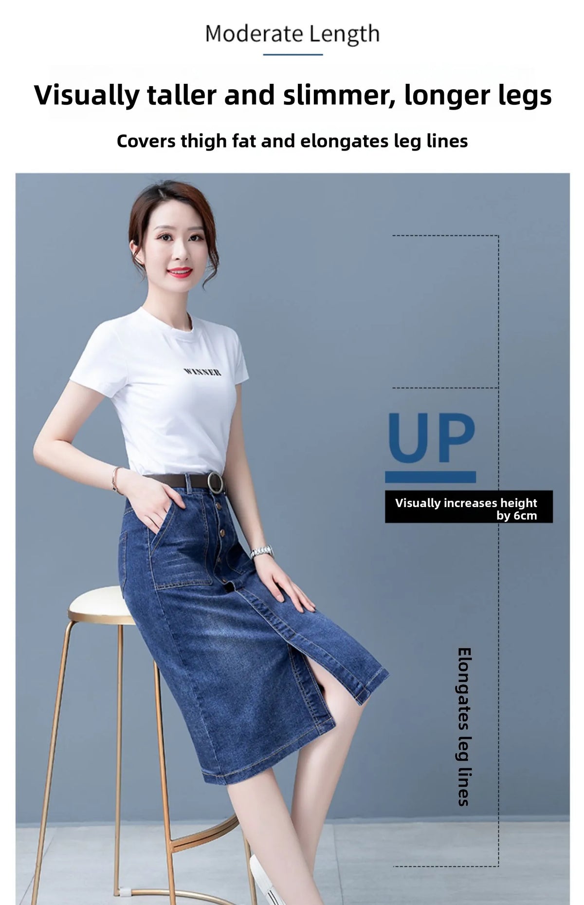 High Waist A-Line Midi Skirt for Women Spring 2023 Denim Split Long Dress Korean Style Commute Pure Color Long Skirt