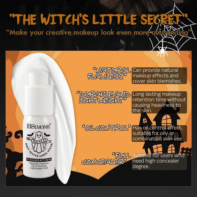 White Foundation for Halloween Makeup –Full Coverage Matte Face Paint for Cosplay Clown Vampire Skull,Non-Toxic Body Paint Cream