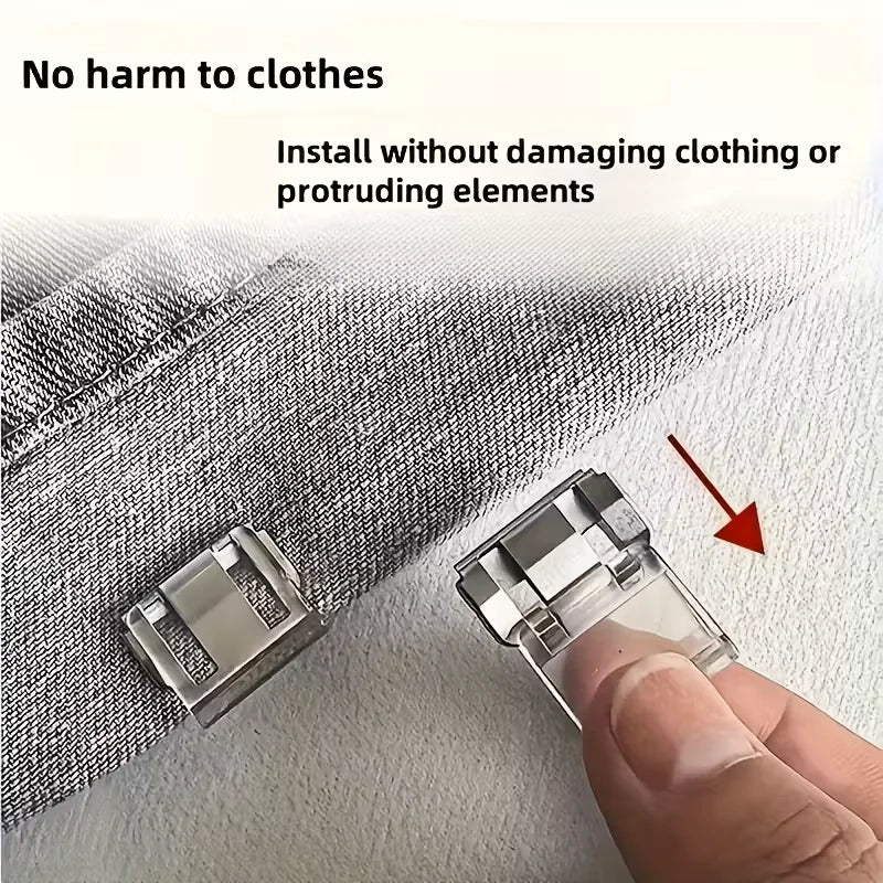 10pcs Invisible leg shortening device, adjustable anti slip hidden clip, suitable for jeans, no need for sewing clothes adjuster