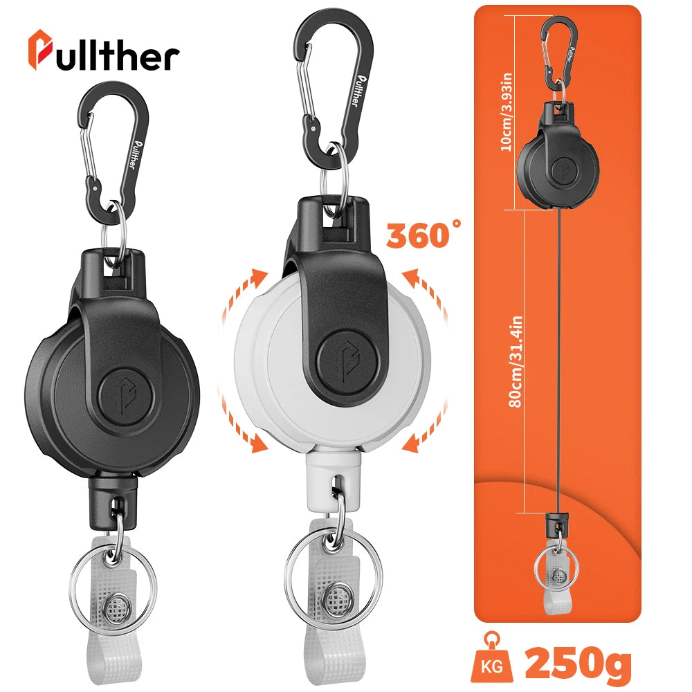 Retractable Key‌ Chain for man Reel‌ Badge Holders Retractabl Carabiner Quick Release Spring Clip outdoor camping equipment