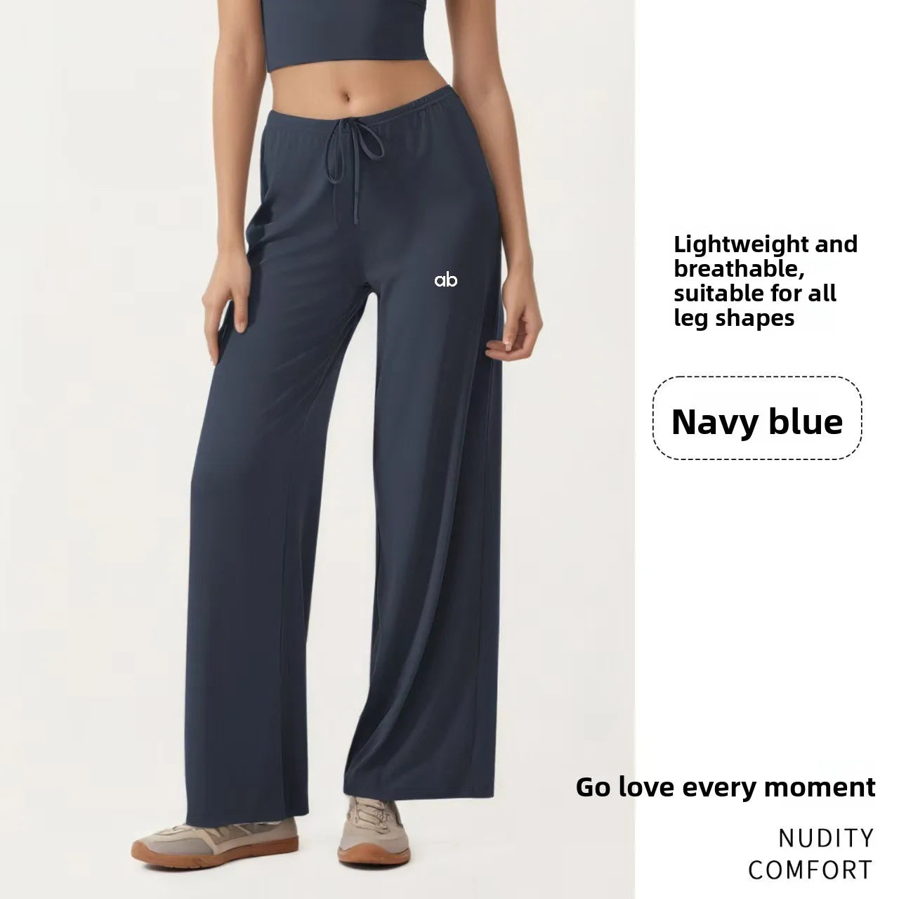 Women Wide Leg Yoga Pants Drawstring Loose Drape Straight Leg Long Pants Fitness Running Pilates Training Sports Trousers